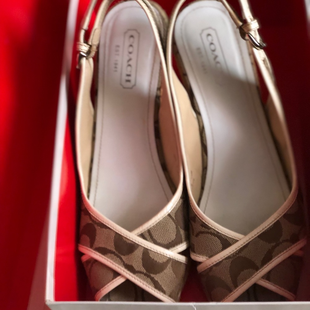 Coach Espadrille Slingback Peeptoe Sandals - Picture 4 of 13
